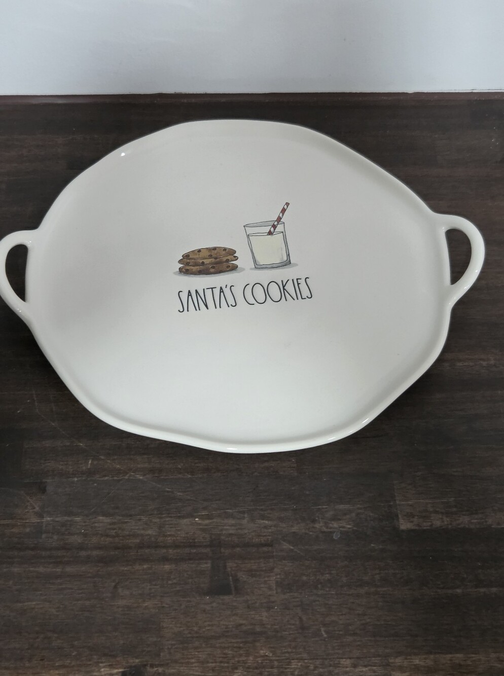 Santa's Cookies Ceramic Serving Platter - Cream